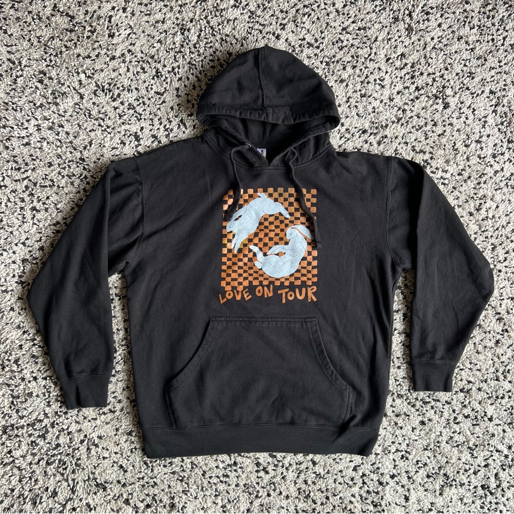 Harry Styles Love On Tour Pullover Hoodie Black White Rabbit Size Large